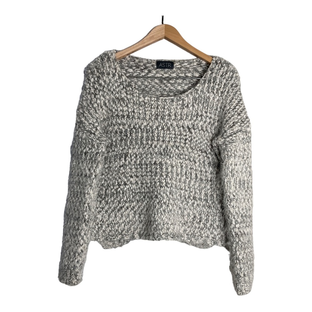 ASTR SWEATER  ROUND NECK CROP TOP WOMEN GRAY SIZE XS - Picture 12 of 13